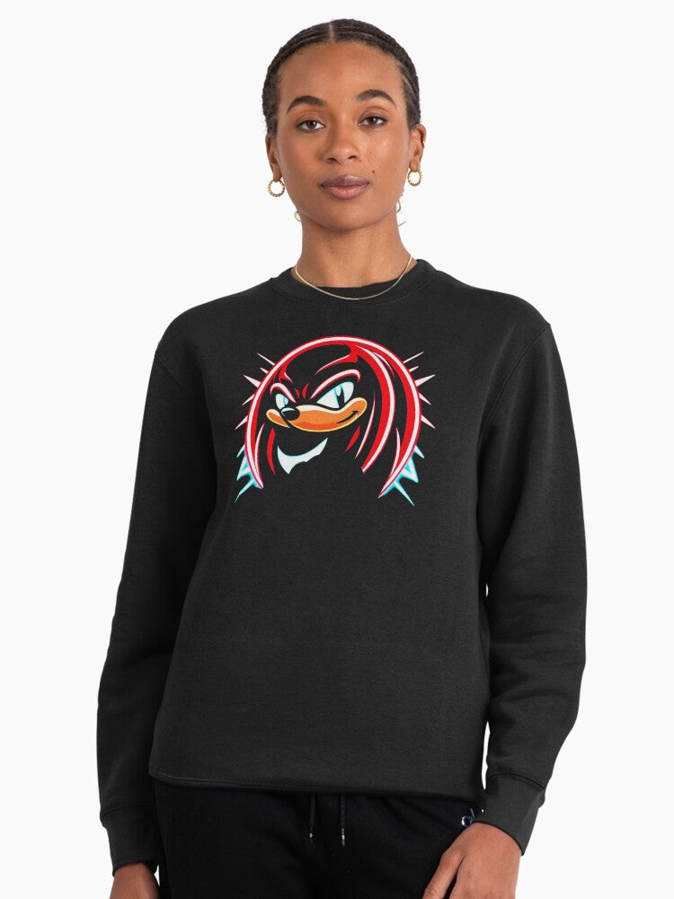 Neon Knuckles Power Glow - Vibrant Red Guardian Sweatshirt Black