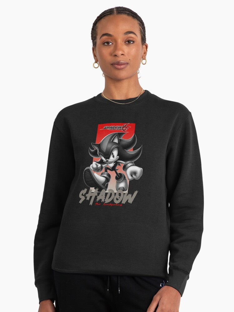 Shadow Hedgehog Quad Logo - Modern Graphic Style Pullover Black