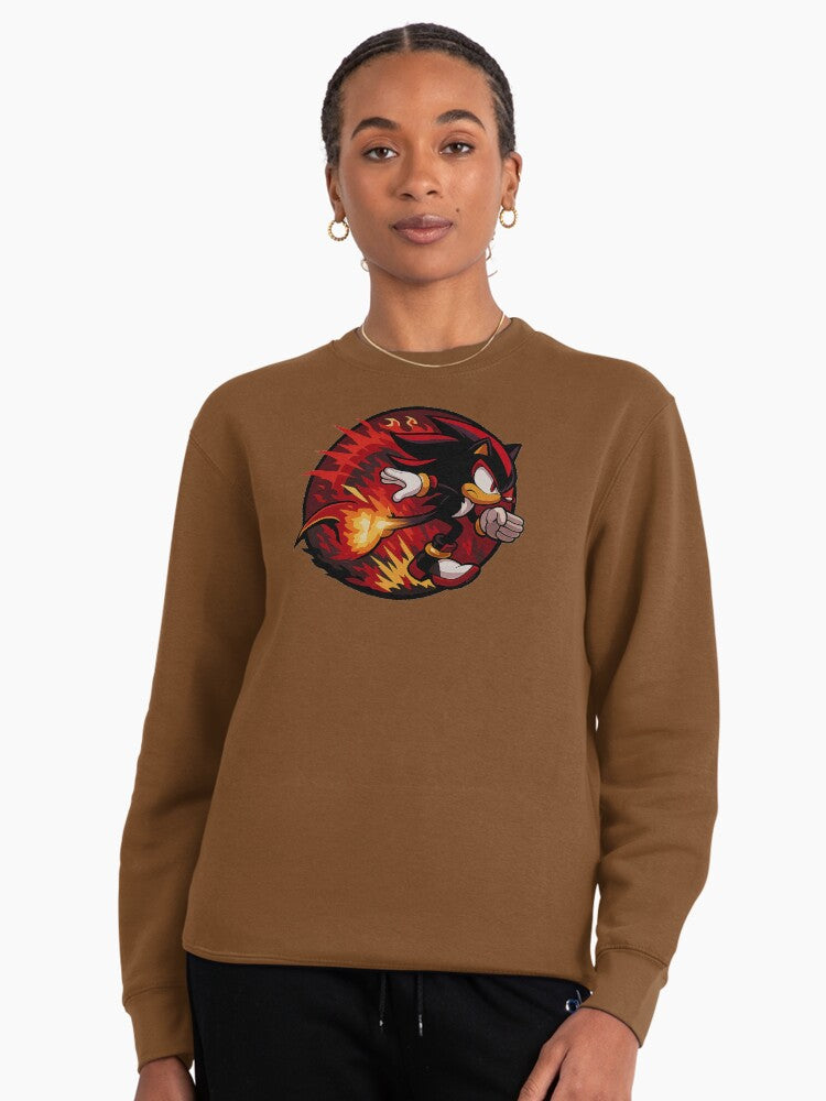 Circular Shadow Graphic - Modern Round Design Pullover Brown