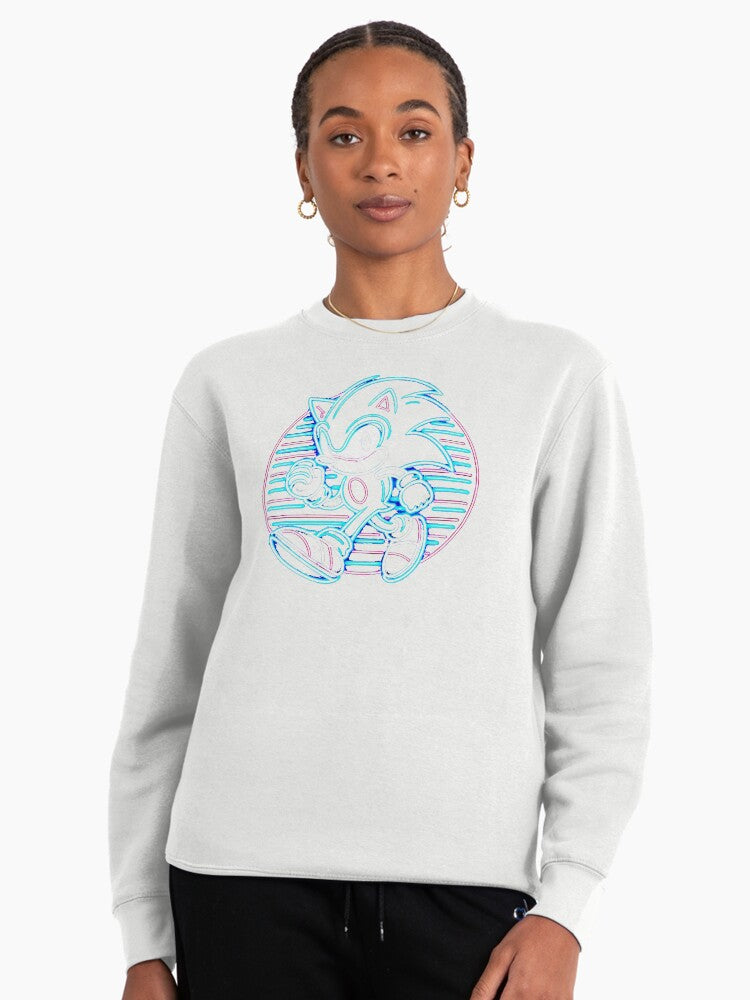 Neon Sonic Electric Design - Vibrant Glow Effect Pullover Hoodie White