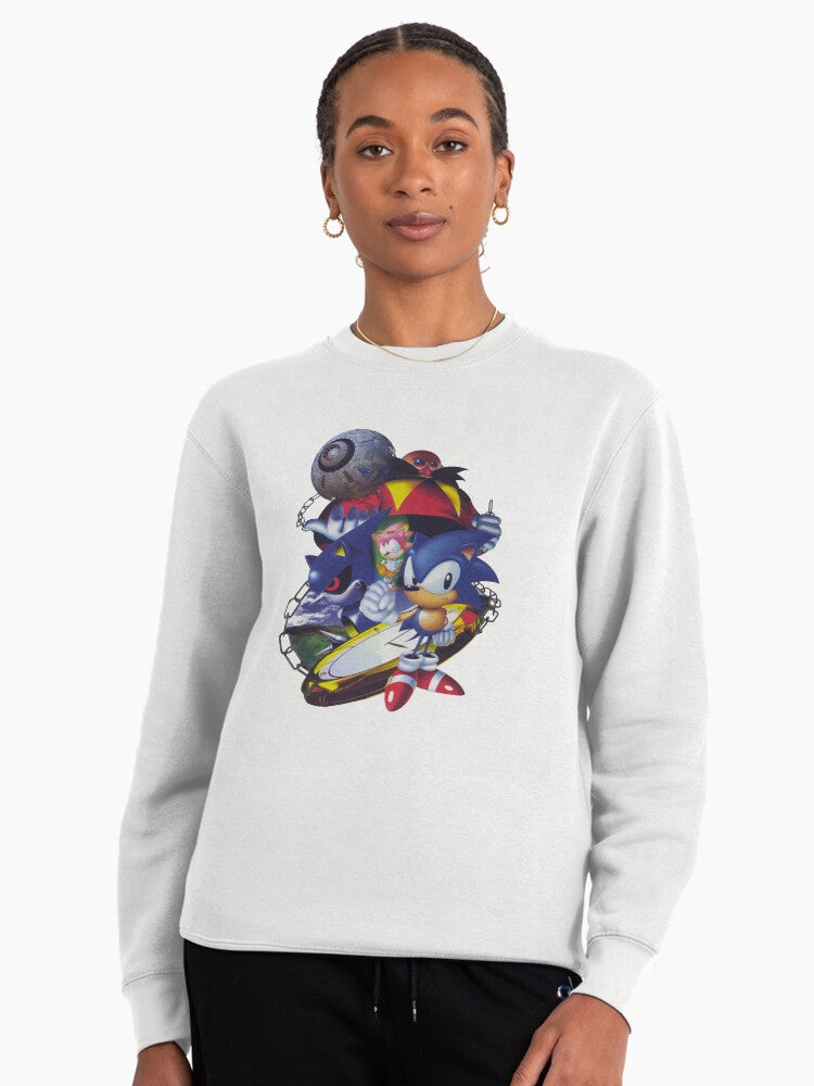 Sonic CD Metal Sonic - Retro CD Era Villain Hoodie White