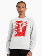 Shadow Japanese Graphic Art - Stylish Ninja Style Sweatshirt White