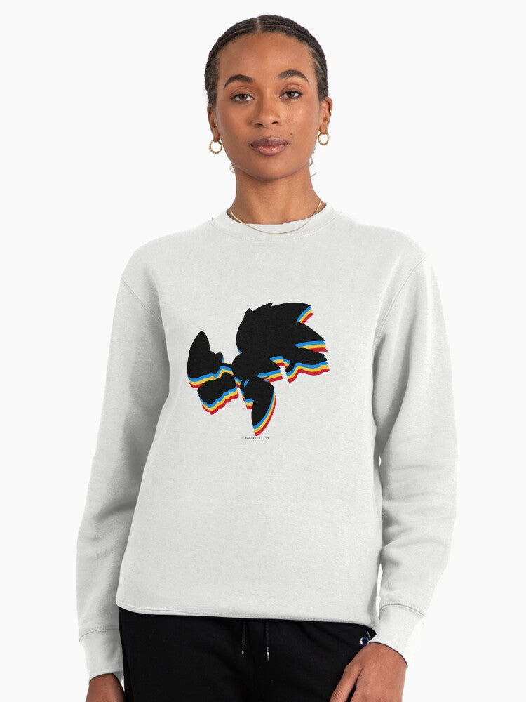 Sonic Multi-Coloured Art - Vibrant Rainbow Style Pullover White