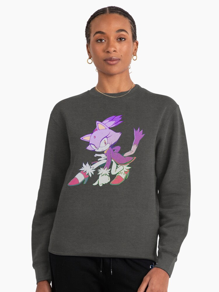 Blaze the Cat Power - Elegant Fire Character Sweatshirt Charcoal Heather