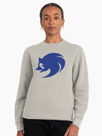 Modern Sonic Icon Graphic Hoodie - Blue Athletic Style Sweatshirt Oatmeal Heather