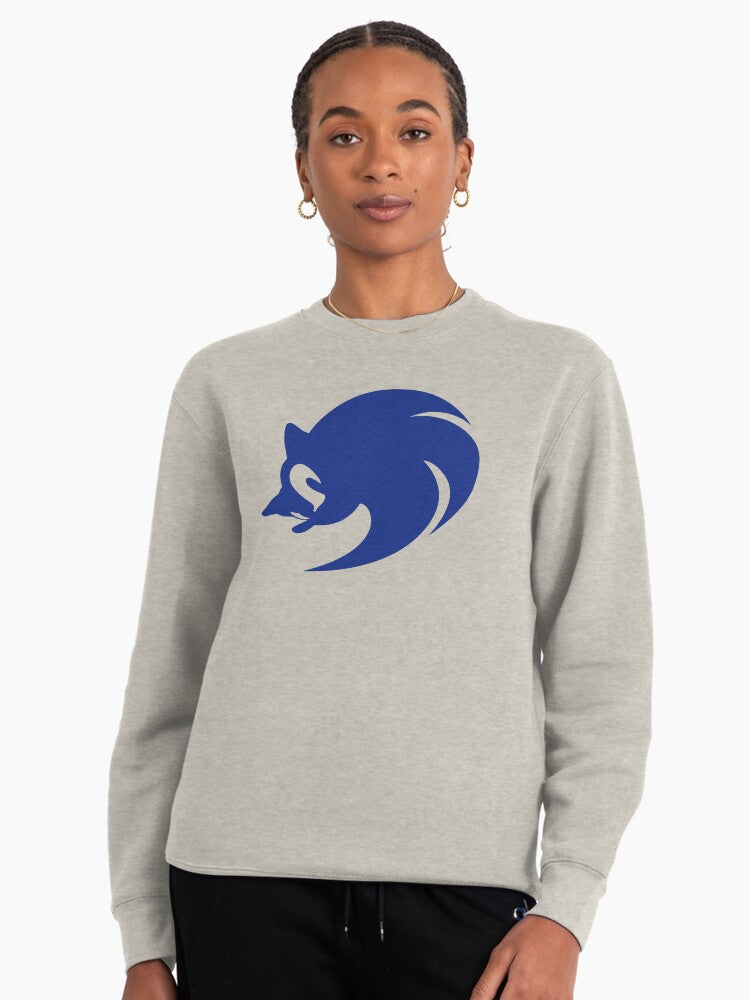 Modern Sonic Icon Graphic Hoodie - Blue Athletic Style Sweatshirt Oatmeal Heather