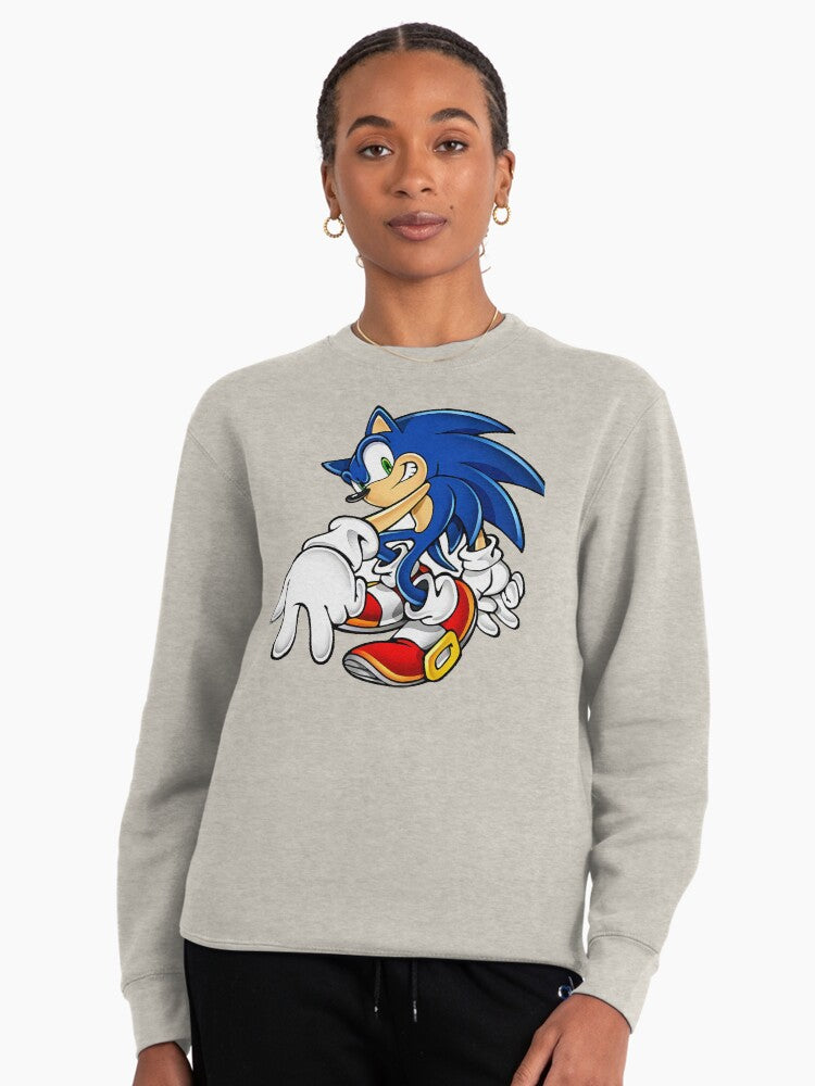 Blue Hedgehog Fast Run Style - Speed Focused Gaming Pullover Oatmeal Heather