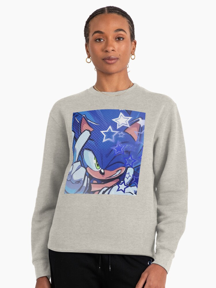 Sonic Blue Blur Hoodie - High Velocity Graphic Pullover Oatmeal Heather