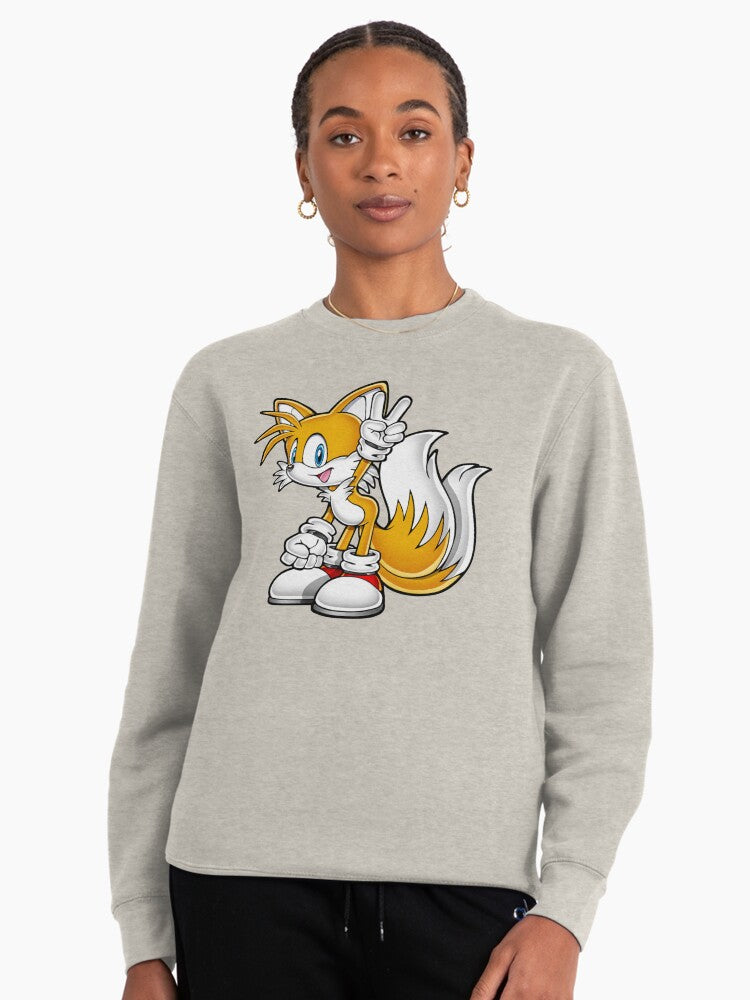 Tails Bold Text Hoodie - Simple Miles Prower Sweatshirt Oatmeal Heather